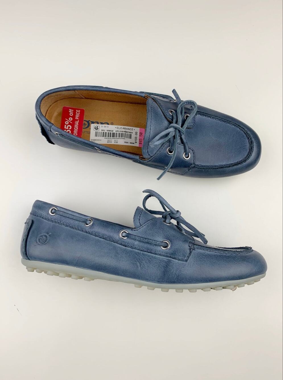 Born Faye Deck Shoes Driving Moc Hybrid Blue Leather Loafers Slip On Women's 6.5